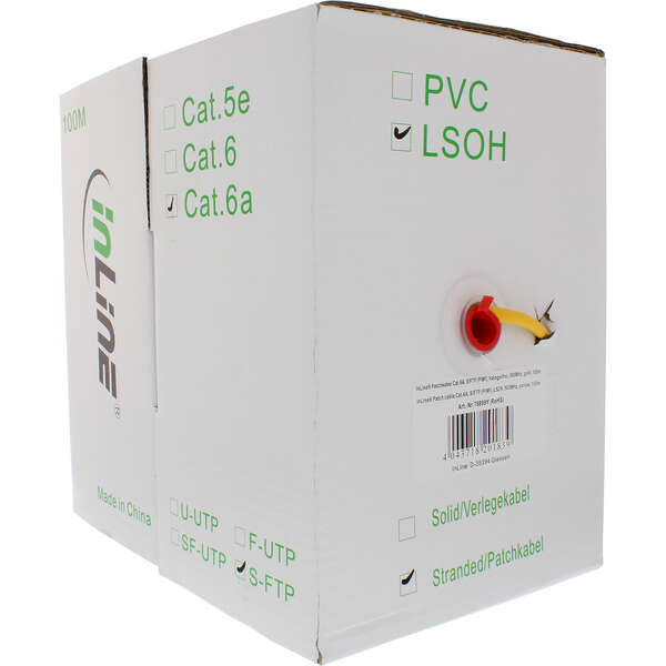 Naar omschrijving van 76899Y - Patchkabel Cat.6(A) S-STP/PiMF, InLine, LSZH 500MHz, geel, 100m