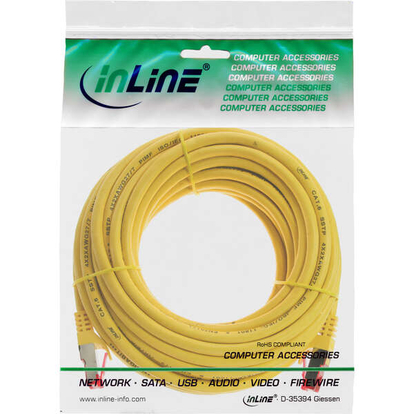 Naar omschrijving van 76915Y - InLine Patch cable, S/FTP (PiMf), Cat.6, halogen-free, copper, yellow, 15m