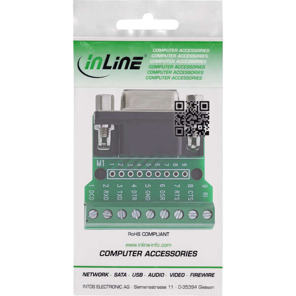 Naar omschrijving van 92501C - InLine Terminal block D-Sub 9 socket, screw terminal, screw fuse