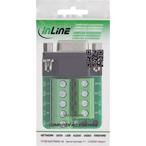 Naar omschrijving van 92501E - InLine Terminal block D-Sub 9 socket, 2-row, screw terminal, screw lock