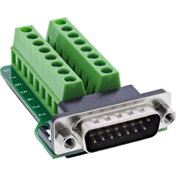 Naar omschrijving van 92502B - InLine D-Sub 15 terminal block, plug, 2-row, screw terminal