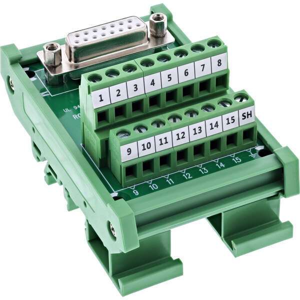 Naar omschrijving van 92502C - InLine D-Sub 15 terminal block, socket, screw terminal, for top-hat rail