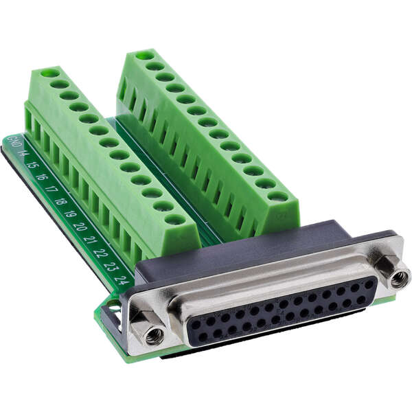 Naar omschrijving van 92502E - InLine D-Sub 25 terminal block, socket, 2-row, screw terminal