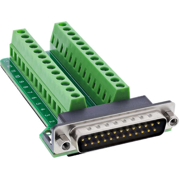 Naar omschrijving van 92502F - InLine D-Sub 25 terminal block, plug, 2-row, screw terminal