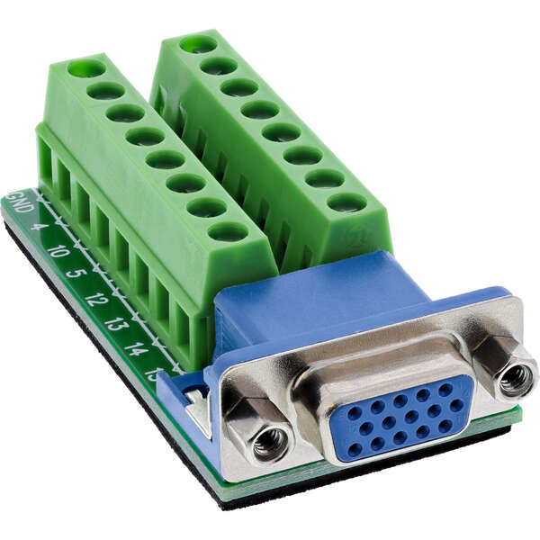 Naar omschrijving van 92503A - InLine Terminal block, VGA (HD15), socket, 2-row, screw terminal