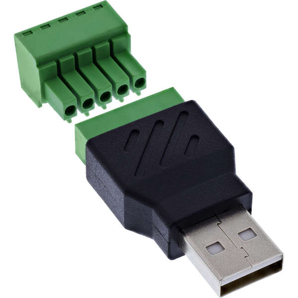 Naar omschrijving van 92504A - InLine USB-A plug to terminal block, 5-pin, without cable