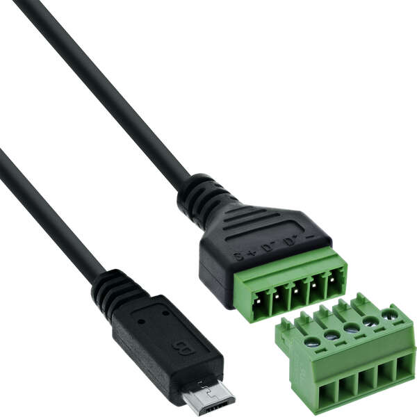 Naar omschrijving van 92504C - InLine Micro USB plug to terminal block, 5-pin, with cable
