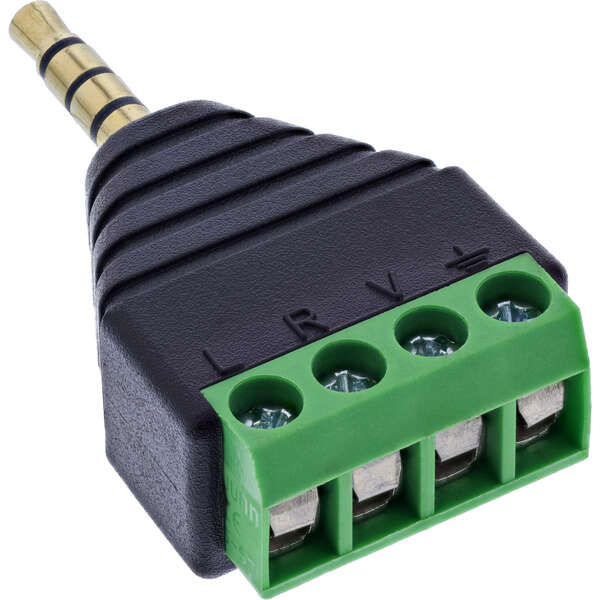 Naar omschrijving van 92504J - InLine 3.5 mm 4-pin jack plug to terminal block, stereo/microphone, black