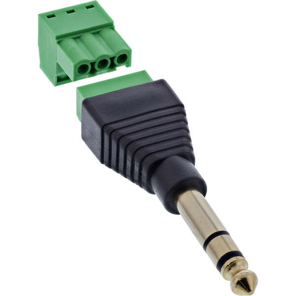 Naar omschrijving van 92504L - InLine 6.35mm jack plug to terminal block, stereo, 3-pin
