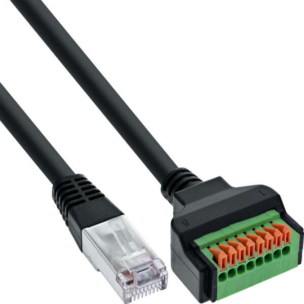 Naar omschrijving van 92505I - InLine RJ45 plug to push-in terminal, 8-pin, Cat.5e, 15cm cable