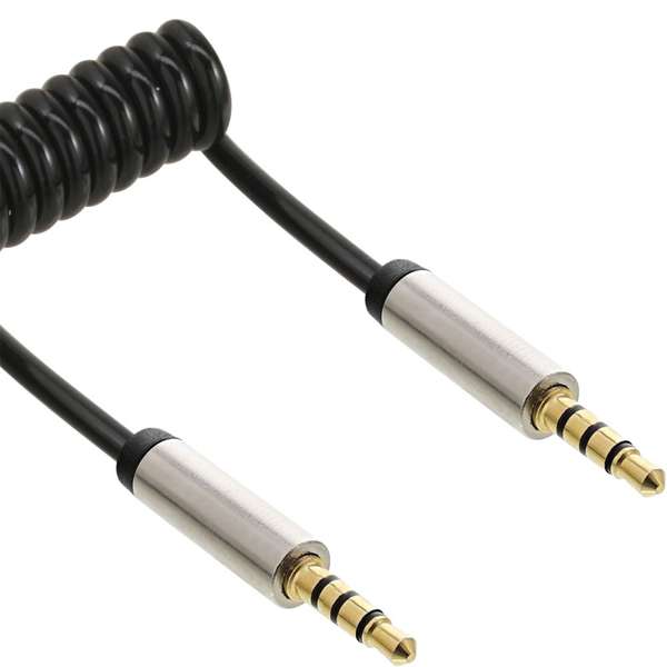 Naar omschrijving van 99271 - InLine Slim Audio Spiral Cable 3.5mm male to male 4-pin Stereo 1m