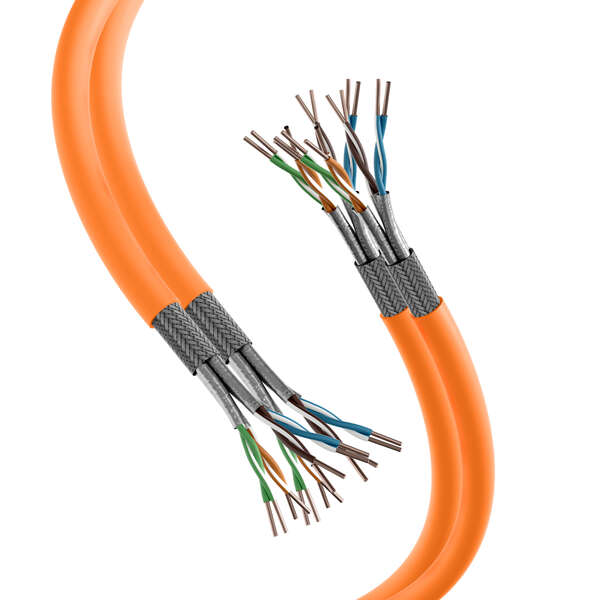 Naar omschrijving van 99980DX-500-CPR - INFRALAN Cat.7 1000 AWG23, S/FTP 8P CPR Eca orange, 500m