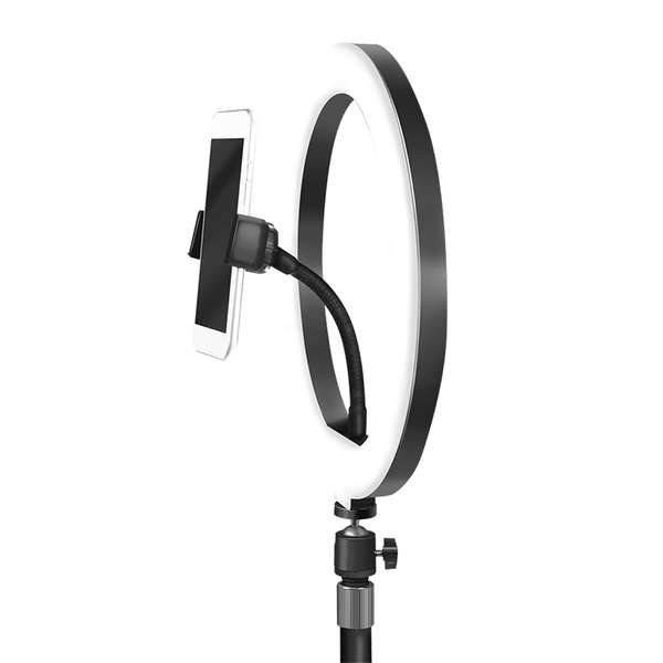 Naar omschrijving van AA0152 - Smartphone ring light tripod with remote shutter, height adjust