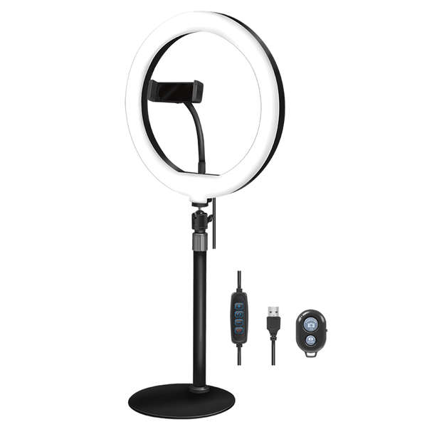 Naar omschrijving van AA0152 - Smartphone ring light tripod with remote shutter, height adjust