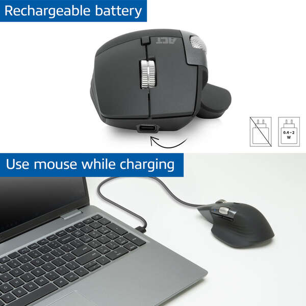 Naar omschrijving van AC5147 - ACT Draadloze bluetooth muis met USB ontvanger zwart