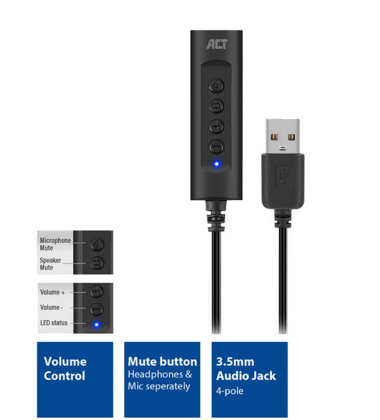 Naar omschrijving van AC9360 - Van USB-A naar 3,5mm jack 0.5 meter External Sound Card