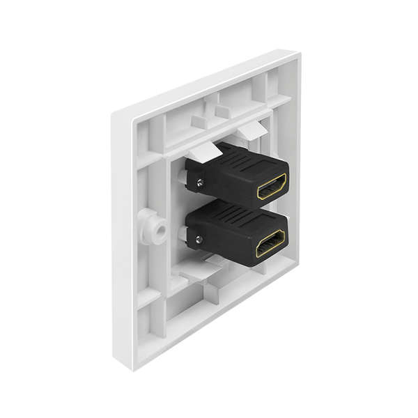 Naar omschrijving van AH0018 - HDMI wall plate with coupler HDMI Female/Female, 2-ports, white