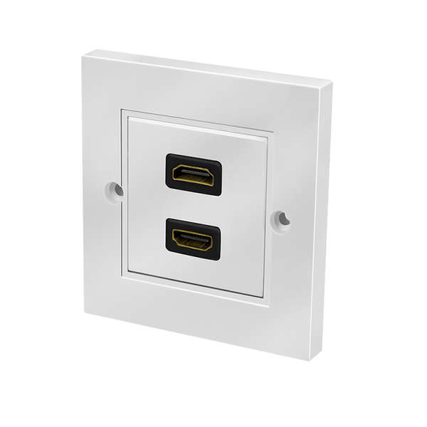 Naar omschrijving van AH0018 - HDMI wall plate with coupler HDMI Female/Female, 2-ports, white