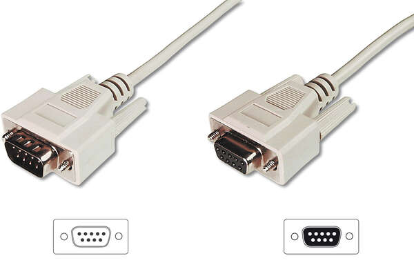 Naar omschrijving van AK-610203-030-E - Datatransfer extension cable, D-Sub9 M/F, 3.0m, serial, molded, be