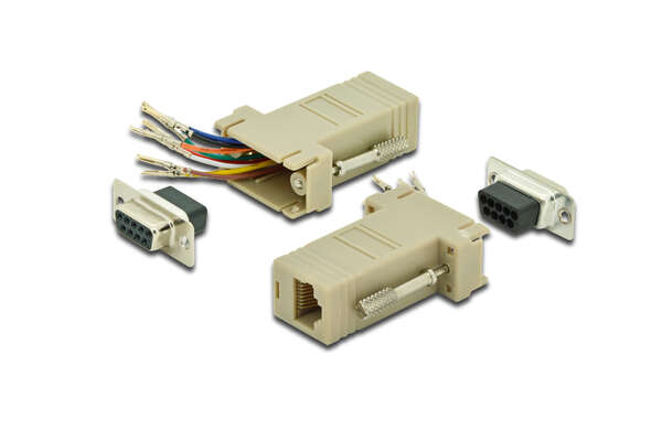 Naar omschrijving van AK-610516-000-I - Adaptor, DB9, RJ45, Modular DB9 F, RJ45 F
