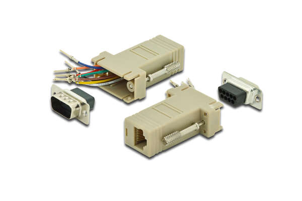 Naar omschrijving van AK-610517-000-I - Adaptor, DB9, RJ45, Modular DB9 M, RJ45 F