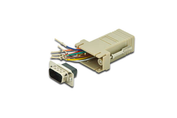 Naar omschrijving van AK-610517-000-I - Adaptor, DB9, RJ45, Modular DB9 M, RJ45 F