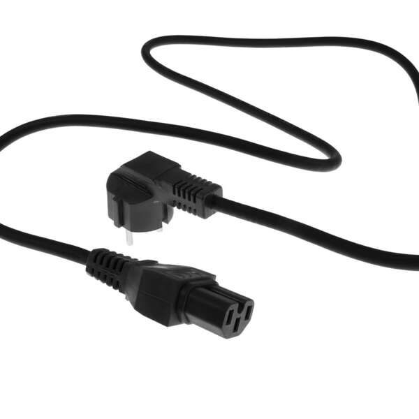 Naar omschrijving van AK5313 - ACT Netsnoer Schuko CEE 7/7 male (haaks) - C15 IEC 60320 zwart 2 m