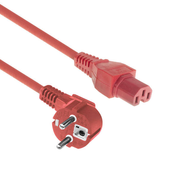 Naar omschrijving van AK5315 - 230V aansluitkabel CEE7/7 male (haaks) - C15, rood 2m