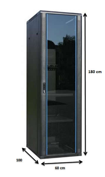 Naar omschrijving van AST19-6037 - 37U, 19Inch serverkast, glazen deur (BxDxH) 600x1000x1761mm
