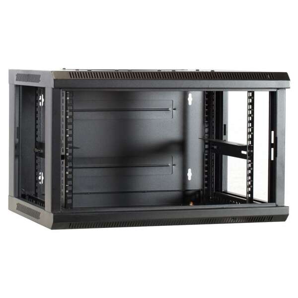 Naar omschrijving van AST19-6406 - 6U wandkast met glazen deur 600x450x368mm (BxDxH)