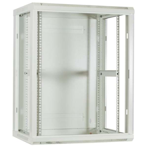 Naar omschrijving van AST19-6415W - 15U witte wandkast met glazen deur 600x450x770mm (BxDxH)