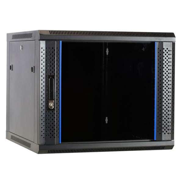 Naar omschrijving van AST19-6609-FD - 9U wandkast met glazen deur 600x600x500mm (BxDxH)