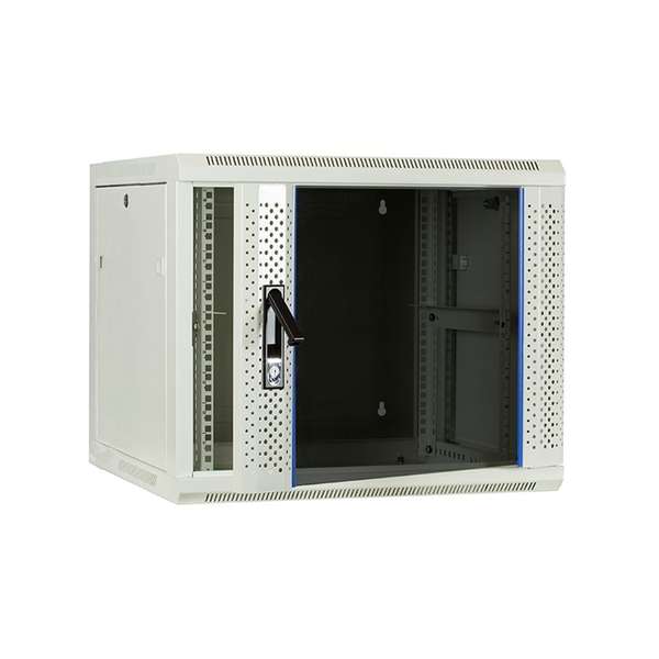 Naar omschrijving van AST19-6609W-FD - 9U witte wandkast met glazen deur 600x600x500mm (BxDxH)