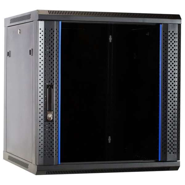 Naar omschrijving van AST19-6612-F - 12U wandkast ongemonteerd met glazen deur 600x600x635mm (BxDxH)