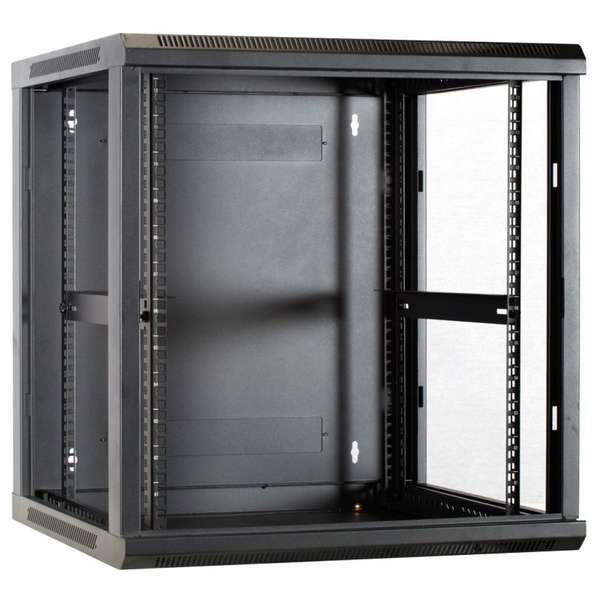 Naar omschrijving van AST19-6612-FD - 12U wandkast met glazen deur 600x600x635mm (BxDxH)
