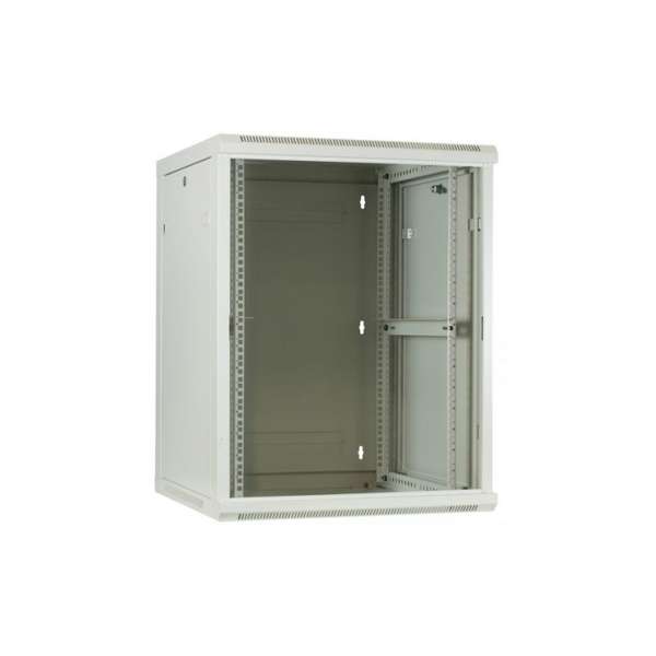 Naar omschrijving van AST19-6612W-FD - 12U witte wandkast met glazen deur 600x600x635mm (BxDxH)