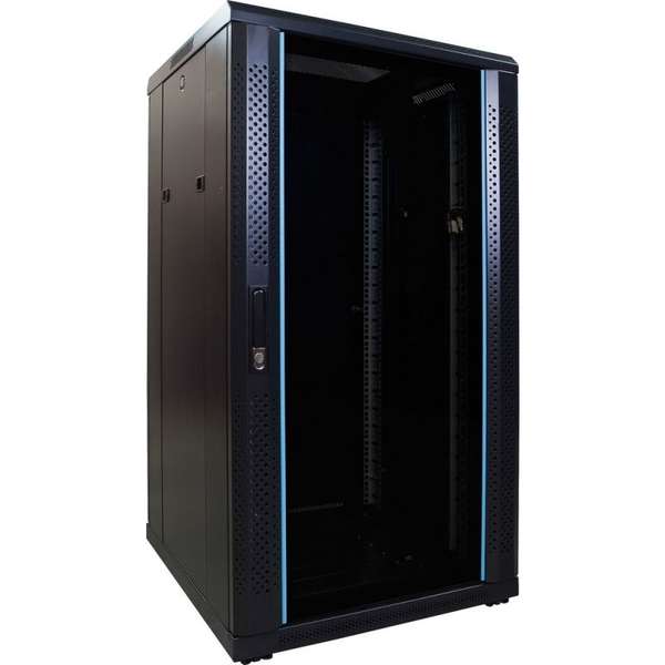 Naar omschrijving van AST19-6622 - 22U serverkast met glazen deur 600x600x1200mm (BxDxH)