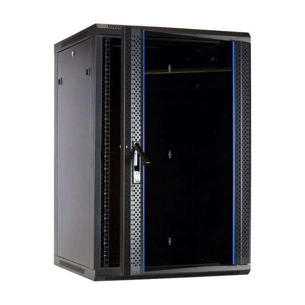 Naar omschrijving van AST19-6627-WAND - 27U wandkast met glazen deur 600x600x1400mm (BxDxH)