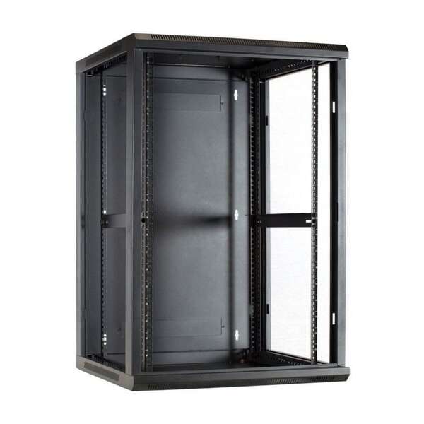 Naar omschrijving van AST19-6627-WAND - 27U wandkast met glazen deur 600x600x1400mm (BxDxH)