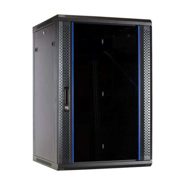 Naar omschrijving van AST19-6627-WAND - 27U wandkast met glazen deur 600x600x1400mm (BxDxH)