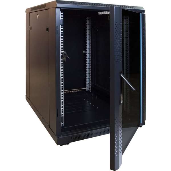 Naar omschrijving van AST19-6615-MINI - 15U mini serverkast met glazen deur 600x600x860mm (BxDxH)