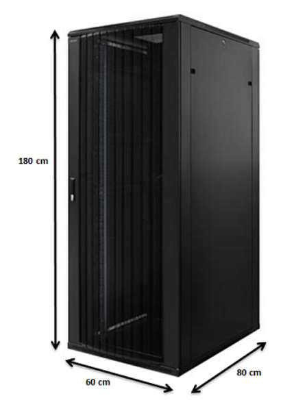 Naar omschrijving van AST19-6837PP - 37U, 19Inch serverkast, geperforeerde deuren (BxDxH) 600x800x1761mm