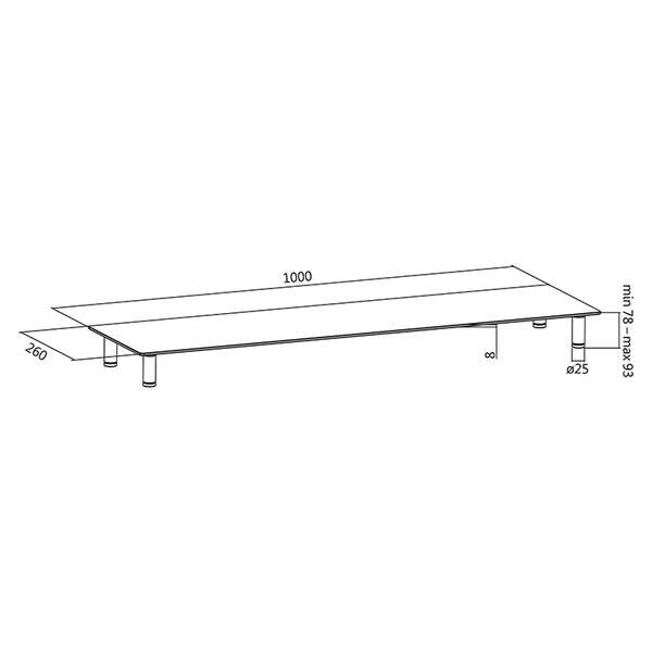 Naar omschrijving van BP0060 - Glass tabletop monitor riser, 1m long, max. 20 kg