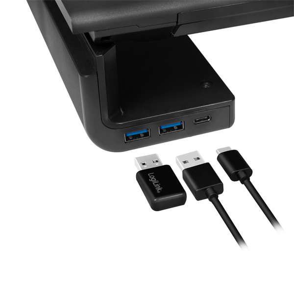 Naar omschrijving van BP0141 - Ergonomic tabletop monitor riser 420â€“520 mm long 2x USB 3.0 1x USB-C