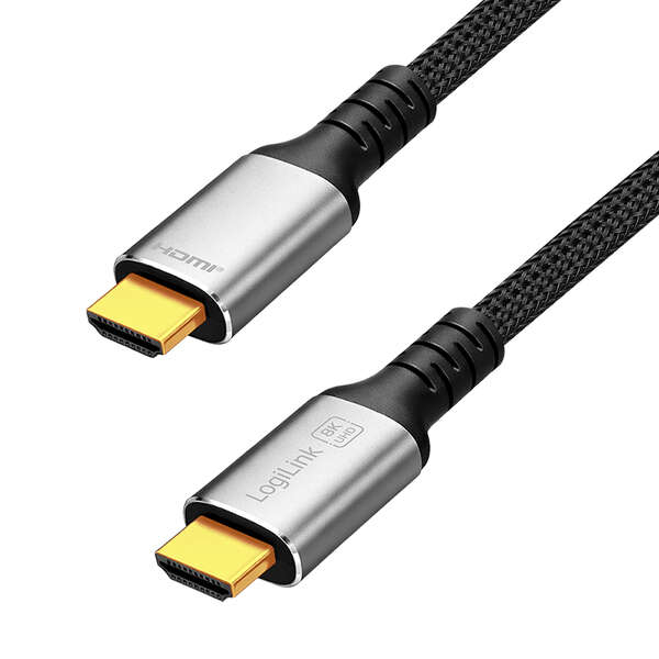 Naar omschrijving van CH0121 - HDMI cable, A/M to A/M, 8K/60 Hz, 48 Gbps, metal, nylon, black/grey, 1 m