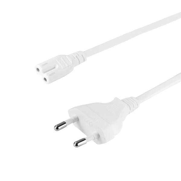 Naar omschrijving van CP193W - Voedingskabel wit,  netstekker naar Euro 8 socket, 5m
