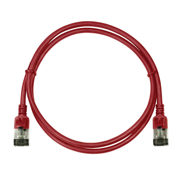 Naar omschrijving van CQ9034S - Slim CAT6A patchkabel U/FTP PIMF SlimLine rood 1m