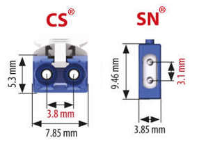 Naar omschrijving van OS2CSSN020E - Duplex singlemode patchkabel met CS connector en SN connector 2 meter