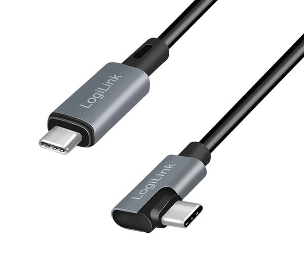 Naar omschrijving van CU0183 - USB 2.0 Type-C kabel, CM 90 gr naar USB-C/M, E-keurmerk, PD, zwart, 2 m