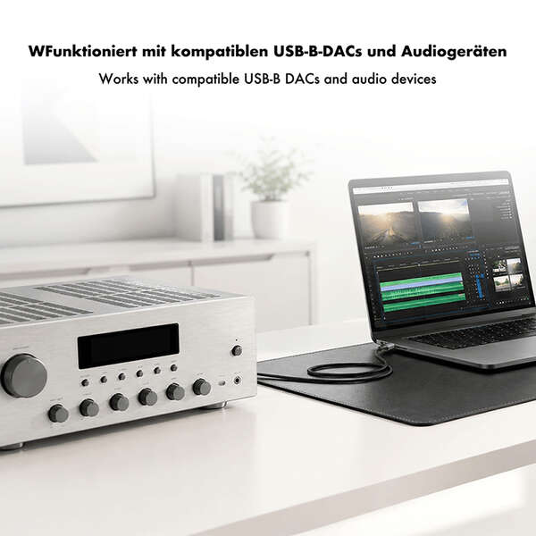 Naar omschrijving van CU0515 - USB 2.0 Type-C cable, C/M to B/M, 480 Mbps, nylon, metal, black/silver, 2 m